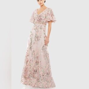 Mac Duggal Pink Floral Maxi Dress